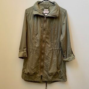 Mossimo | Army Green Long Jacket with Hidden Hood